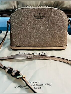 kate spade New York Rose Gold Glitter Crossbody Bag - EUC - Retail 249.00